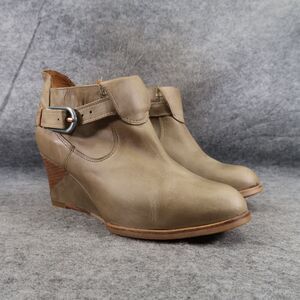 J Shoes Womens 10 Wedge Booties Fashion Leather Classic Tania Zip Buckle Strap